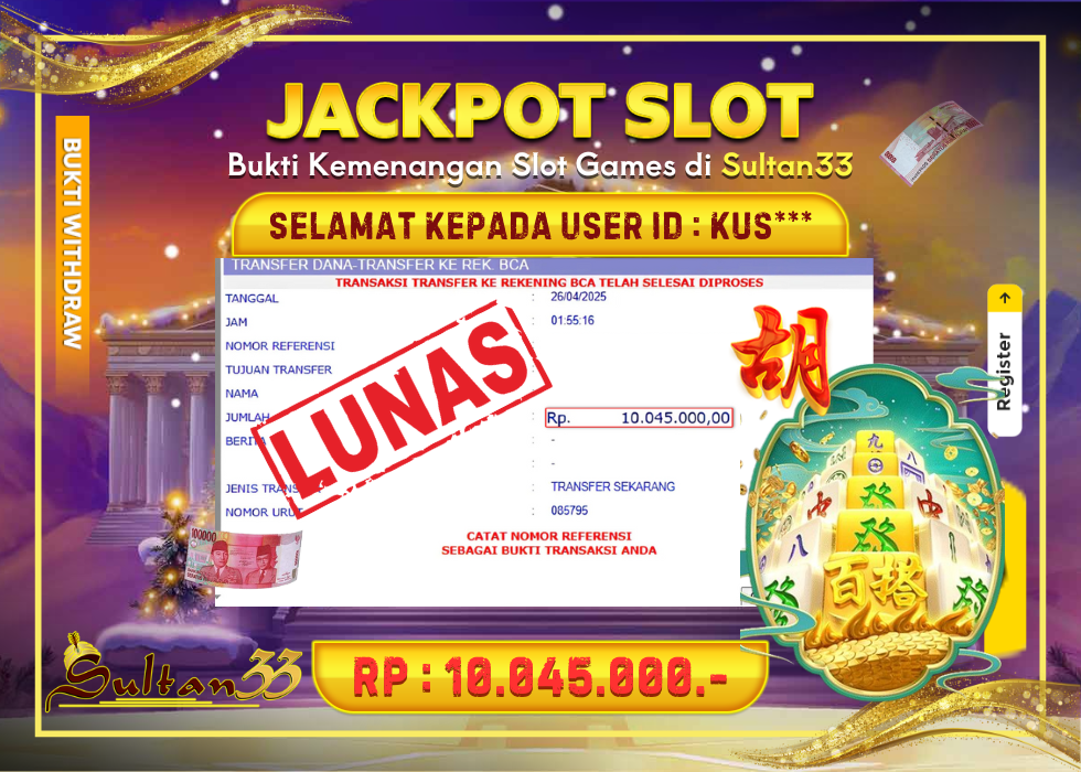 JACKPOT SLOT MAHJONG WAYS 2 RP.10.045.000,- LUNAS DI SULTAN33!