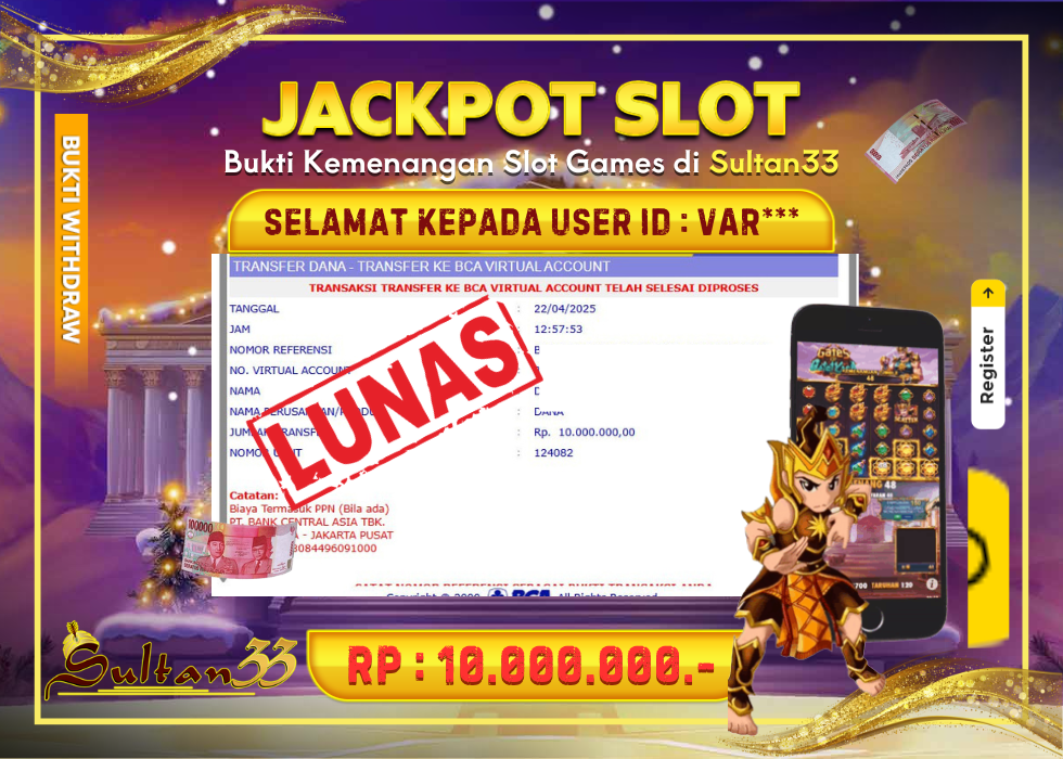 JACKPOT SLOT PRAGMATIC GATES OF GATOT KACA RP.10.000.000,- LUNAS DI SULTAN33!