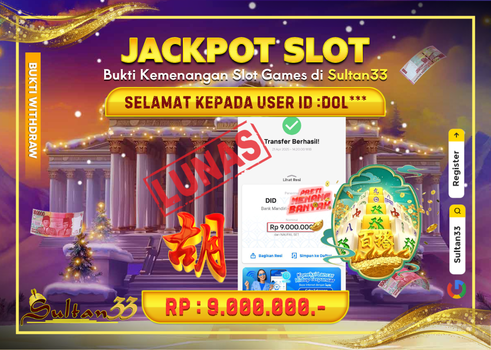 JACKPOT SLOT MAHJONG WAYS 2 RP.9.000.000,- LUNAS DI SULTAN33!
