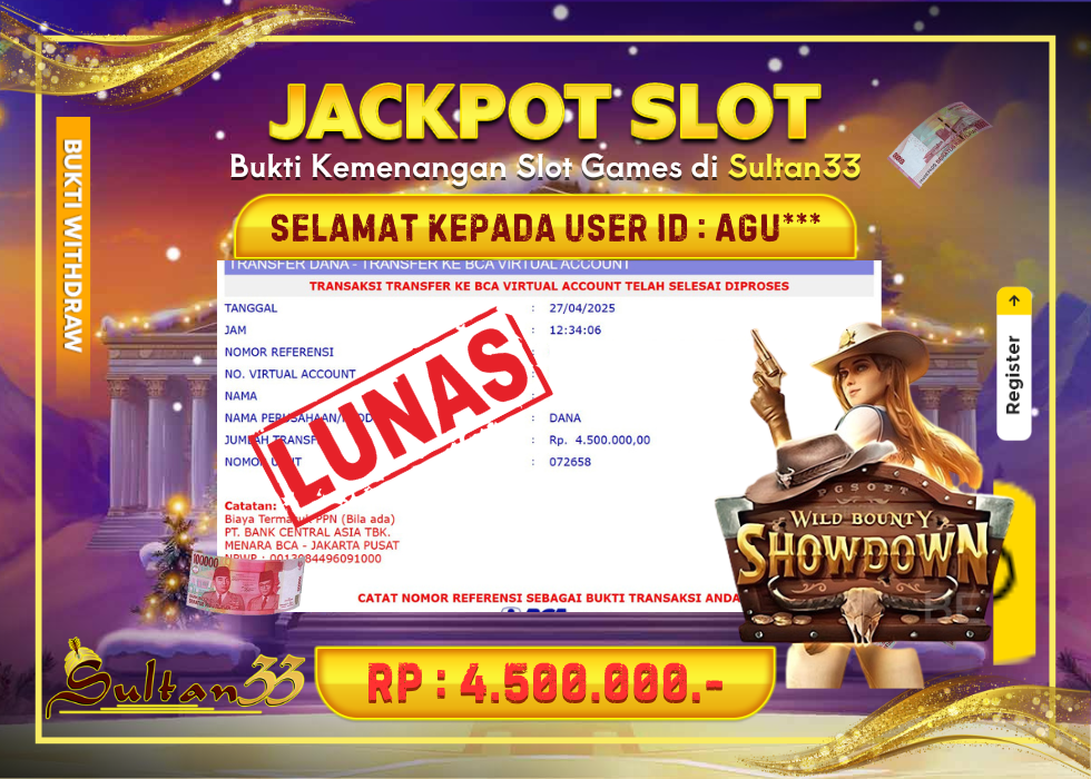JACKPOT SLOT PG SOFT WILD BOUNTY SHOWDOWN RP.4.500.000,- LUNAS DI SULTAN33!