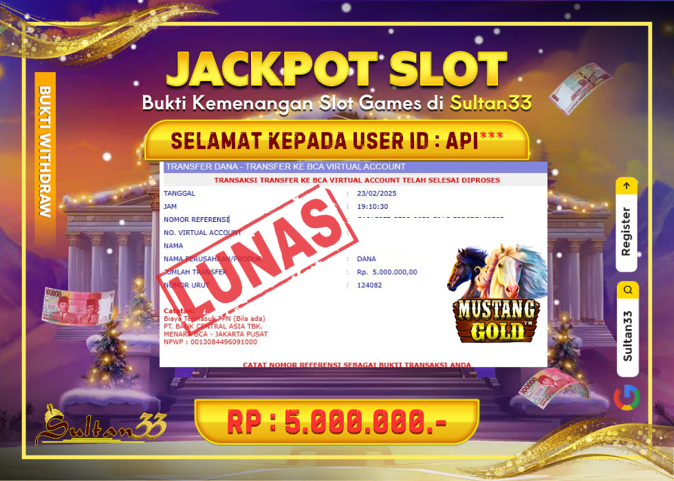 JACKPOT SLOT PRAGMATIC MUSTANG GOLD RP.5.000.000,- LUNAS DI SULTAN33!