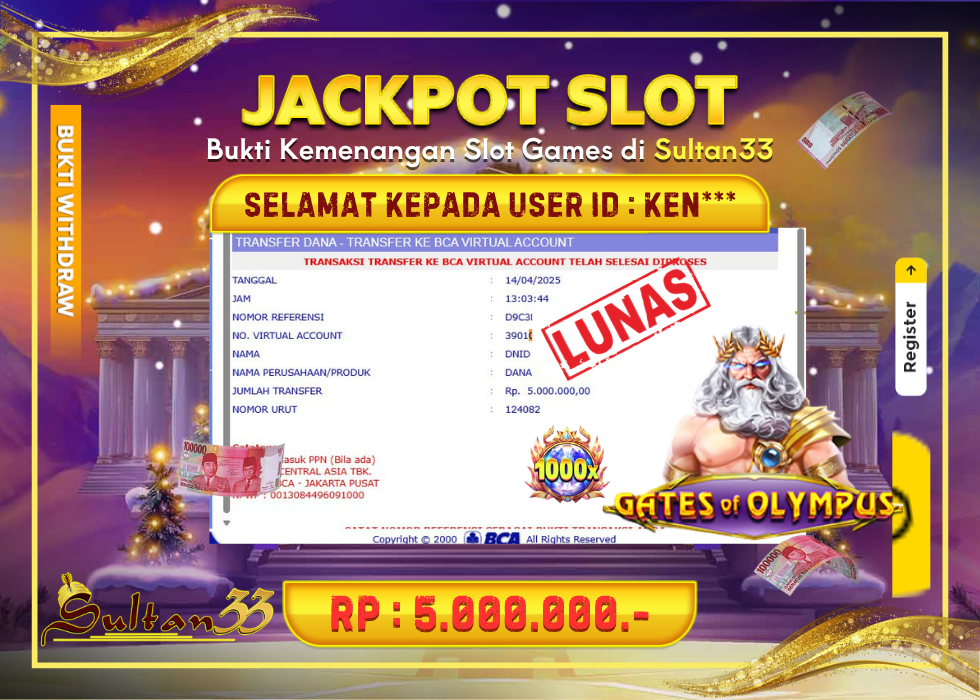 JACKPOT SLOT PRAGMATIC PLAY GATES OF OLYMPUS X1000 RP.5.000.000,- LUNAS DI SULTAN33!