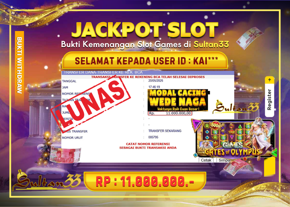 JACKPOT SLOT PRAGMATIC PLAY GATES OF OLYMPUS RP.11.000.000,- LUNAS DI SULTAN33!