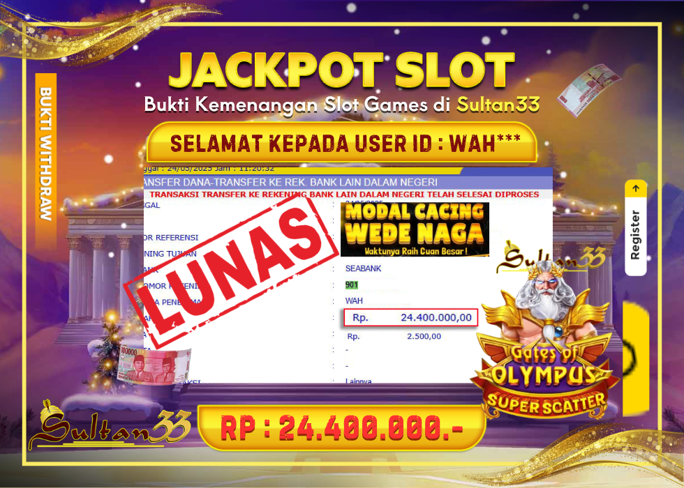 JACKPOT SLOT PRAGMATIC PLAY GATES OF OLYMPUS RP.24.400.000,- LUNAS DI SULTAN33!