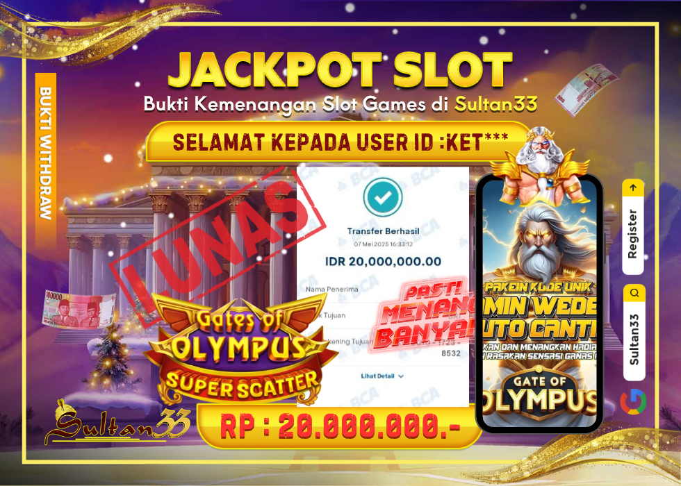 JACKPOT SLOT PRAGMATIC PLAY GATES OF OLYMPUS SUPER SCATTER RP.20.000.000,- LUNAS DI SULTAN33!