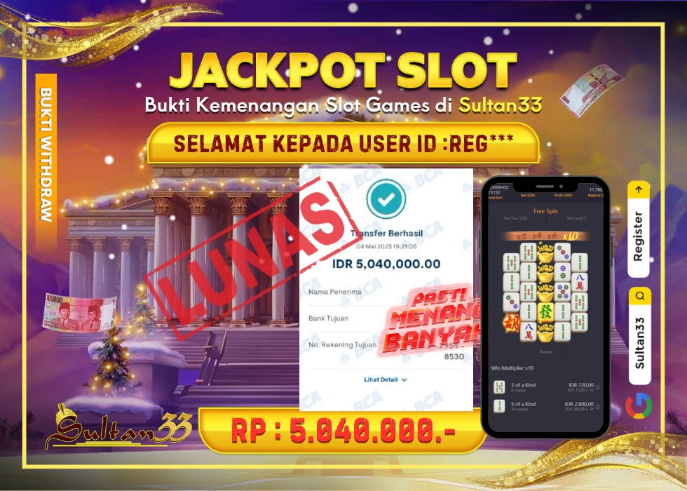JACKPOT SLOT MAHJONG WAYS  RP.5.040.000,- LUNAS DI SULTAN33!
