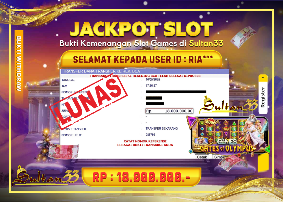 JACKPOT SLOT PRAGMATIC PLAY GATES OF OLYMPUS  RP.18.000.000,- LUNAS DI SULTAN33!