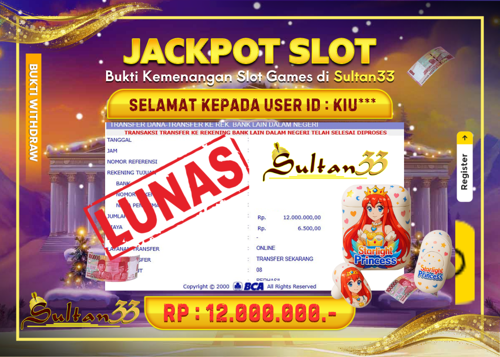 JACKPOT SLOT PRAGMATIC STARLIGHT PRINCESS RP.12.000.000,- LUNAS DI SULTAN33!