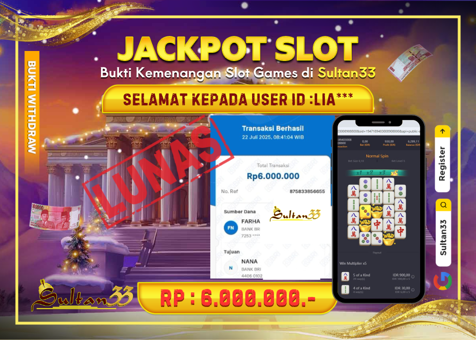 JACKPOT SLOT PG SOFT MAHJONG WAYS 2 RP.6.000.000,- LUNAS DI SULTAN33!