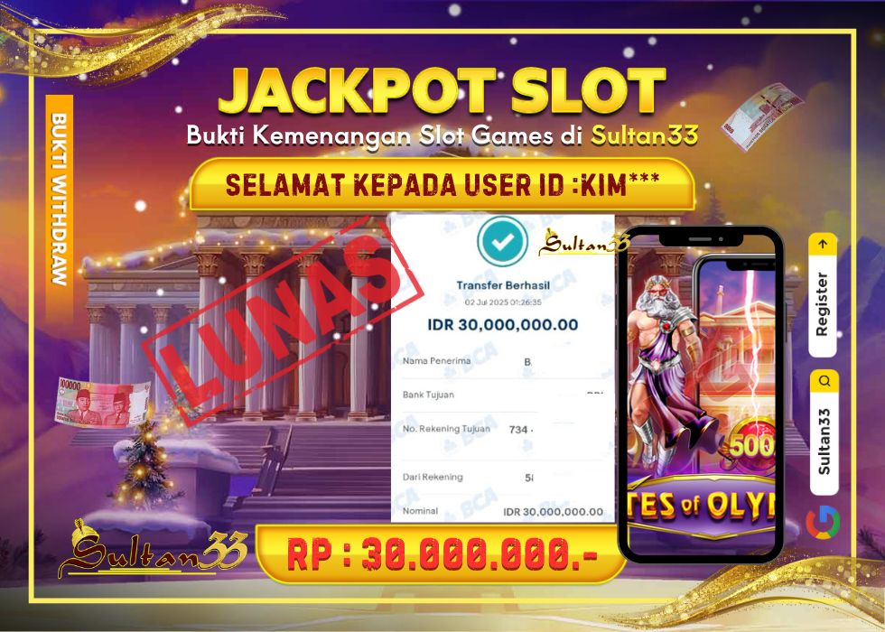 JACKPOT SLOT PRAGMATIC PLAY GATES OF OLYMPUS RP.30.000.000,- LUNAS DI SULTAN33!