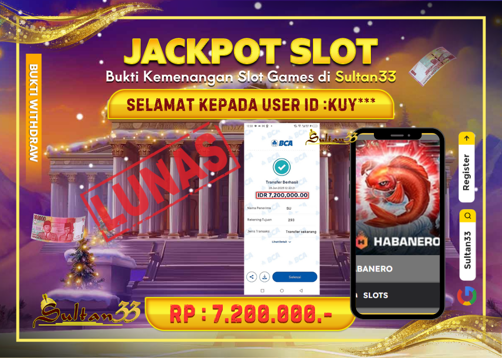 JACKPOT SLOT HABANERO KOI GATE RP.7.200.000,- LUNAS DI SULTAN33!